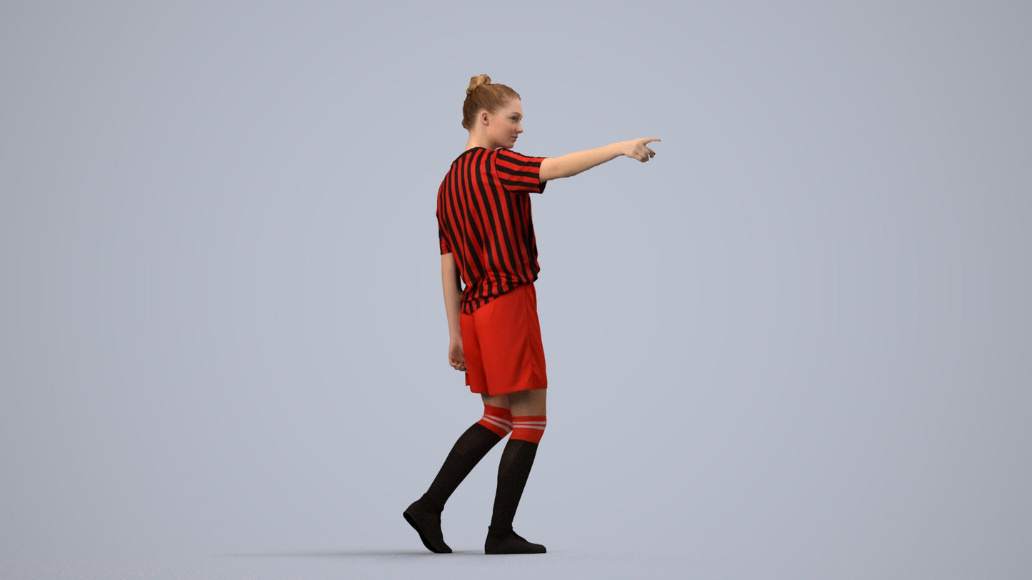 3D scanned girl sport, photorealistic archviz people for Enscape and SketchUp, side view render