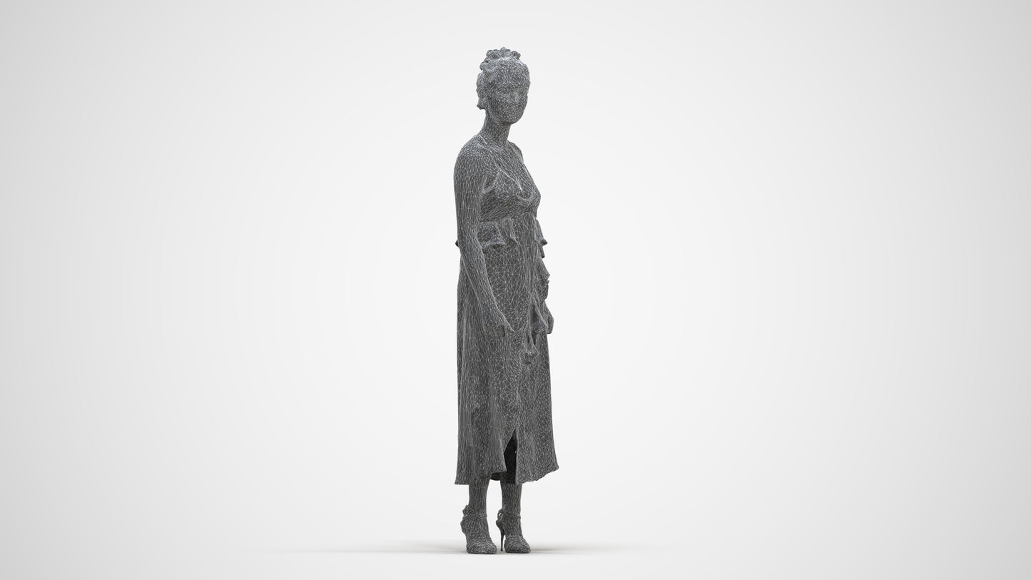 scanned 3D woman formal formalaffairs, photogrammetry people for Enscape and V-Ray, three-quarter front view render