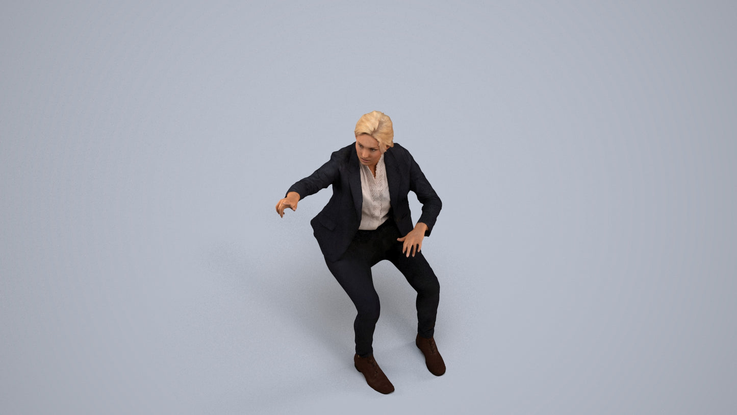 scanned 3D woman business mix, photogrammetry people for Enscape and V-Ray, back view render