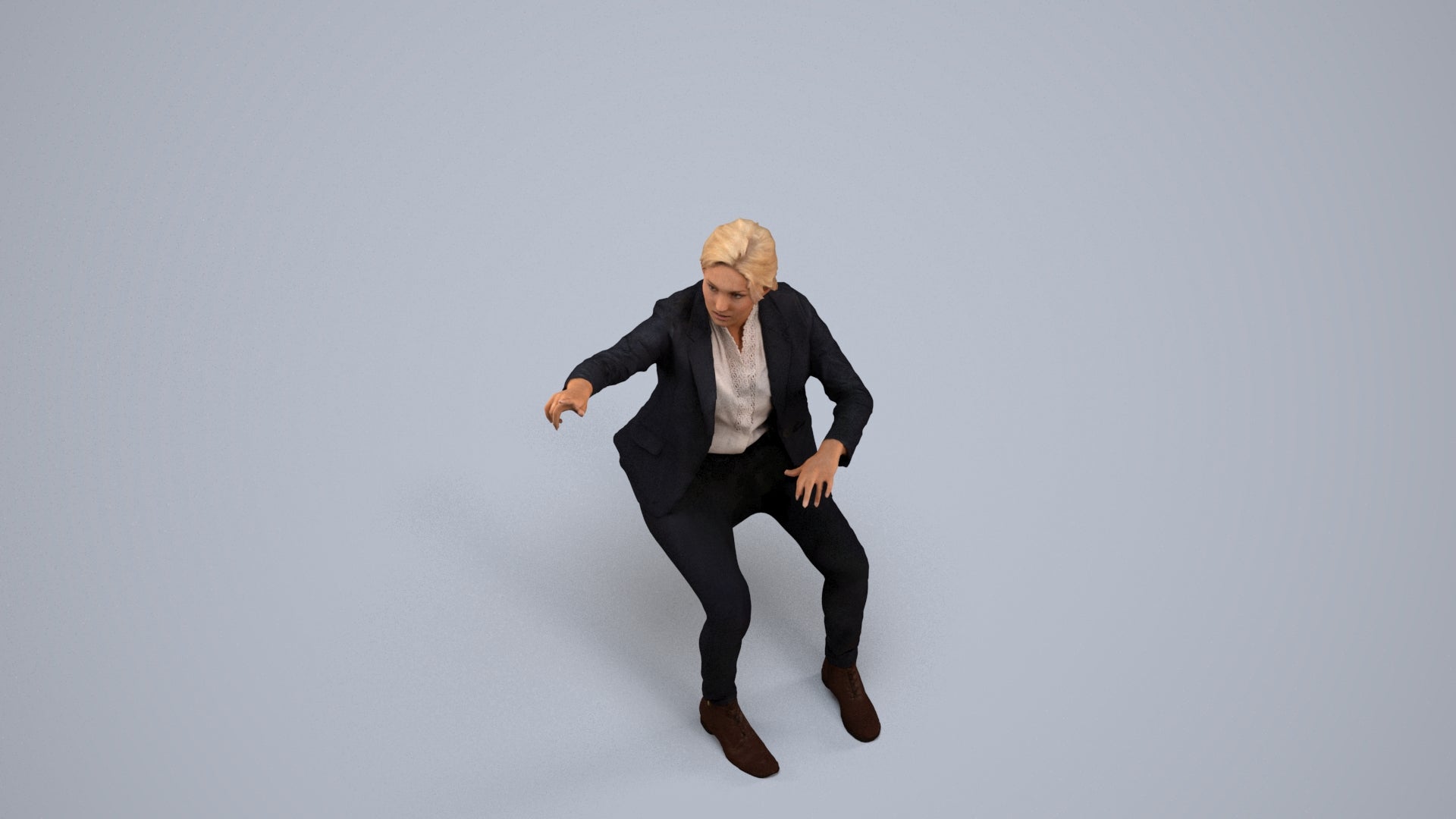 scanned 3D woman business mix, photogrammetry people for Enscape and V-Ray, back view render