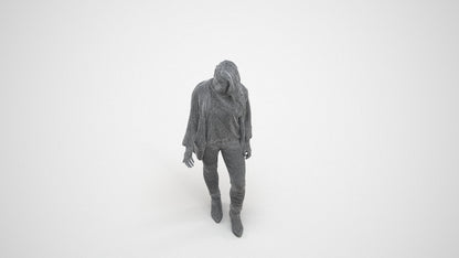 realistic 3D people woman casual standing, render-ready for V-Ray and Corona, FBX OBJ, wireframe three-quarter view