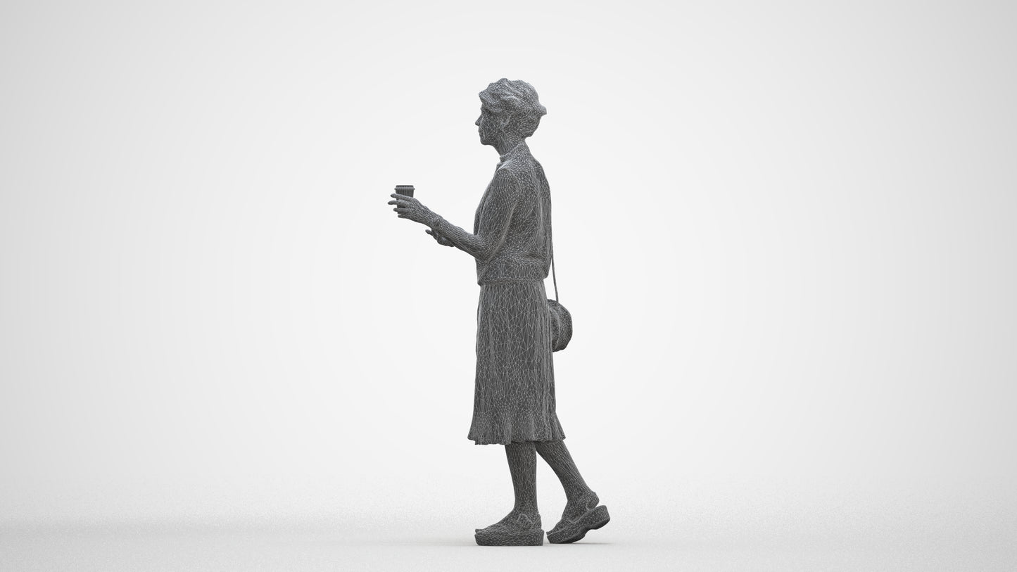 photogrammetry 3D woman casual standing, realistic human model archviz FBX, three-quarter front view render