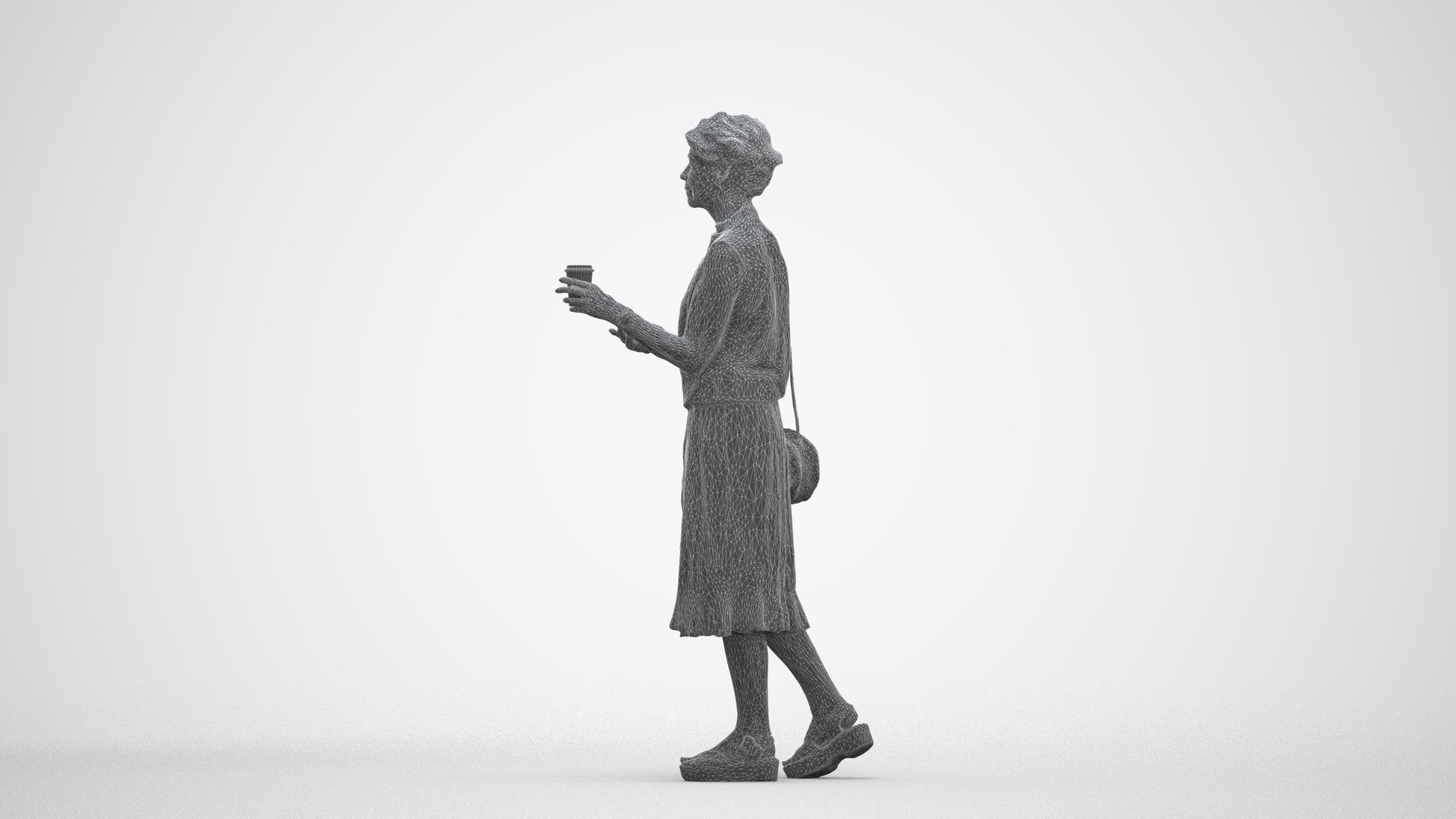 photogrammetry 3D woman casual standing, realistic human model archviz FBX, three-quarter front view render
