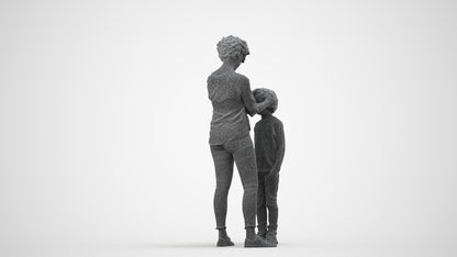 realistic 3D people girl casual kids, render-ready for V-Ray and Corona, FBX OBJ, wireframe side view
