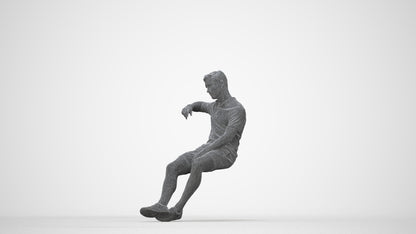 realistic 3D human man casual sitting, archviz people FBX OBJ for Blender, wireframe back view
