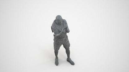 realistic 3D senior man casual standing, scanned archviz people for Blender and 3ds Max, wireframe three-quarter view