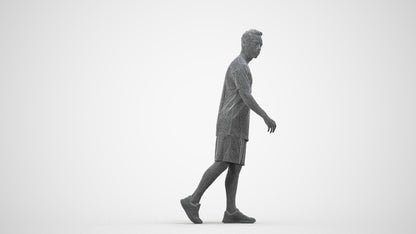 photogrammetry 3D man sport, realistic human model archviz FBX, wireframe side view