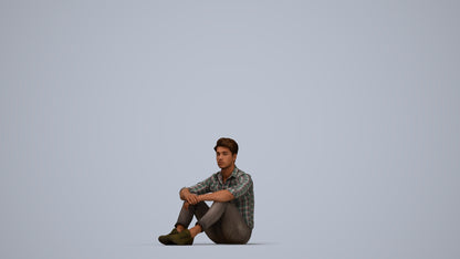 scanned 3D man casual mix, photogrammetry people for Enscape and V-Ray, top-down view render
