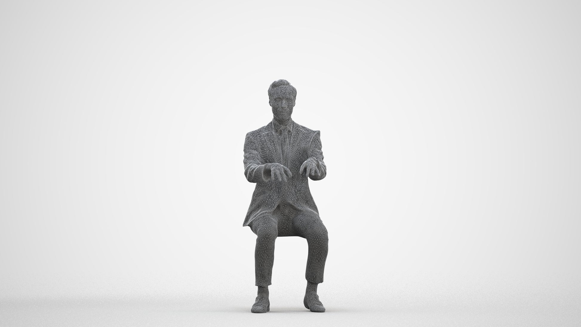realistic 3D man formal business, scanned archviz people for Blender and 3ds Max, three-quarter front view render