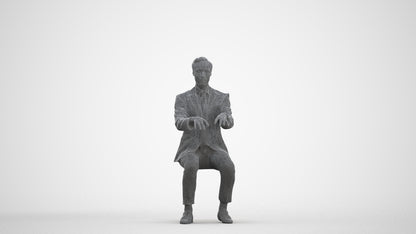 realistic 3D man formal business, scanned archviz people for Blender and 3ds Max, three-quarter front view render