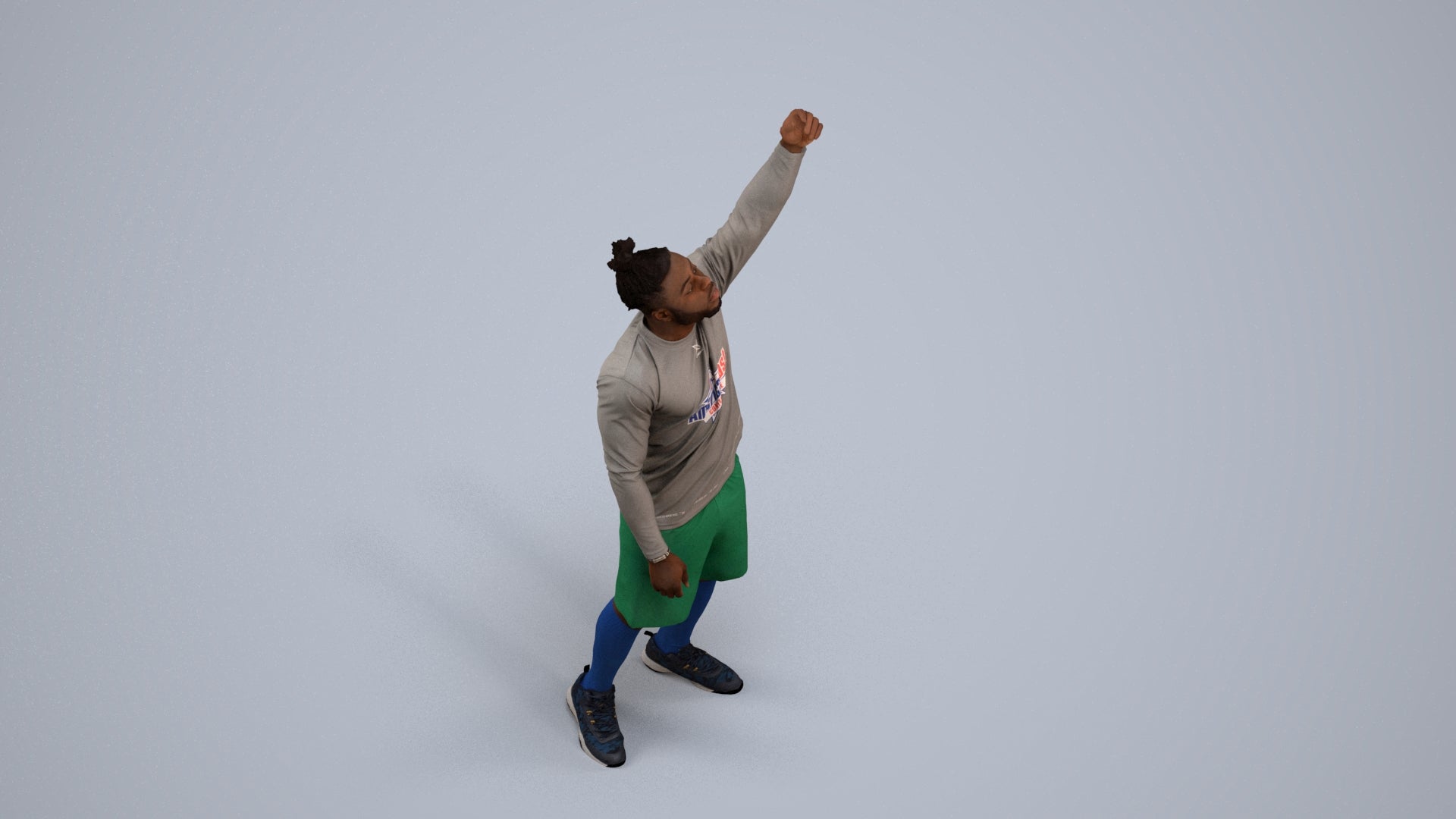 3D human model man sport, photogrammetry scanned person for archviz, back view render
