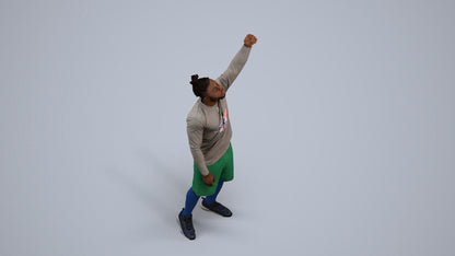 3D human model man sport, photogrammetry scanned person for archviz, back view render