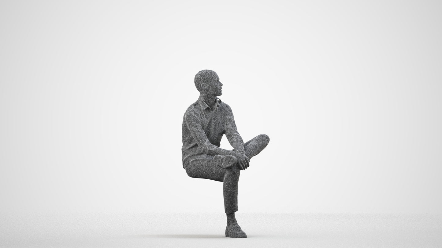 scanned 3D man business, photogrammetry people for Enscape and V-Ray, wireframe side view