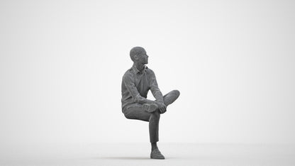 scanned 3D man business, photogrammetry people for Enscape and V-Ray, wireframe side view