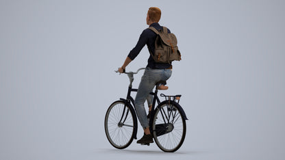 photogrammetry 3D man casual cycling, realistic human model archviz FBX, front view render