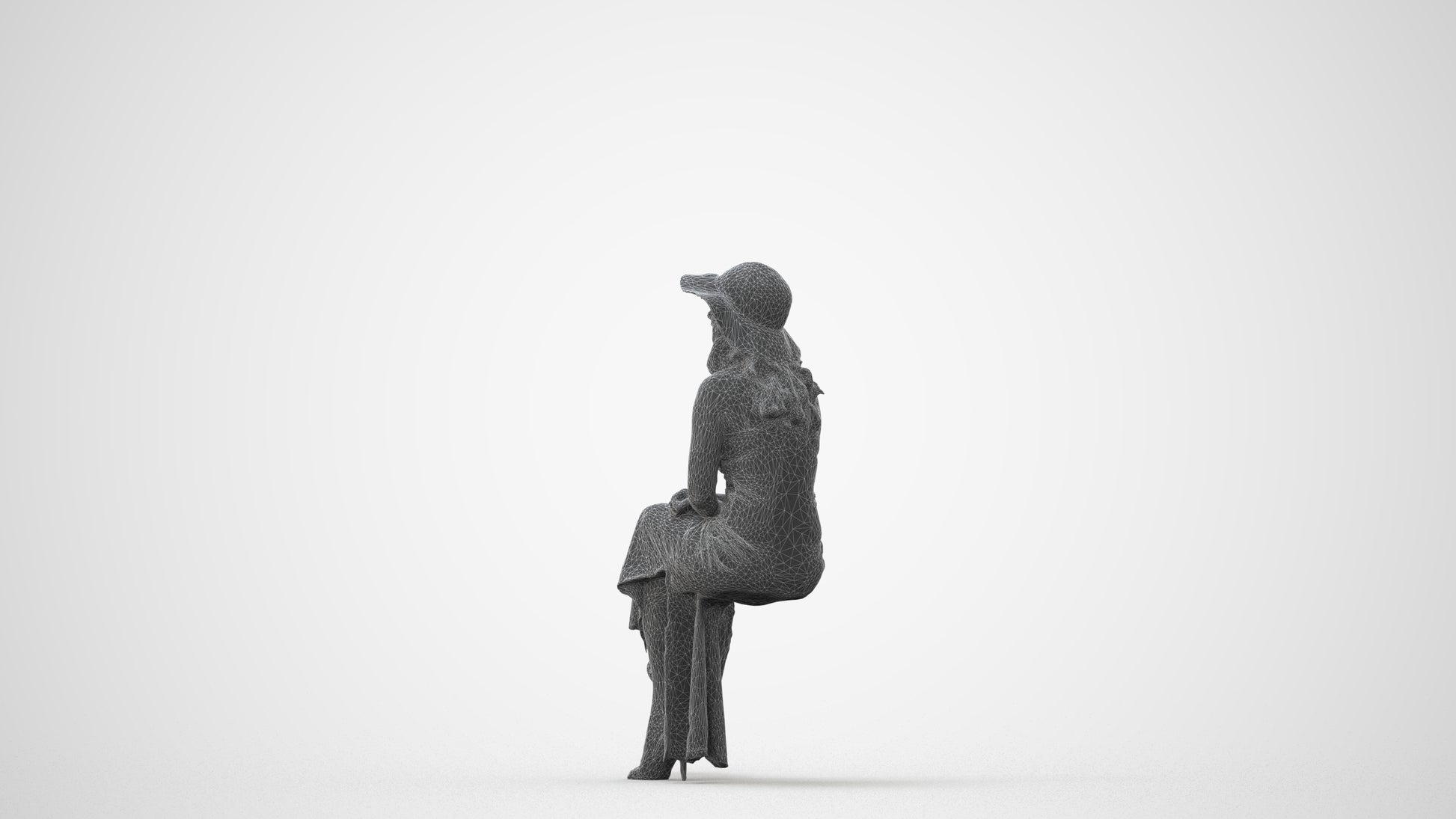 scanned 3D woman casual sitting, photogrammetry people for Enscape and V-Ray, square thumbnail