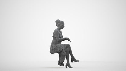 photogrammetry 3D woman formal formalaffairs, realistic human model archviz FBX, wireframe side view