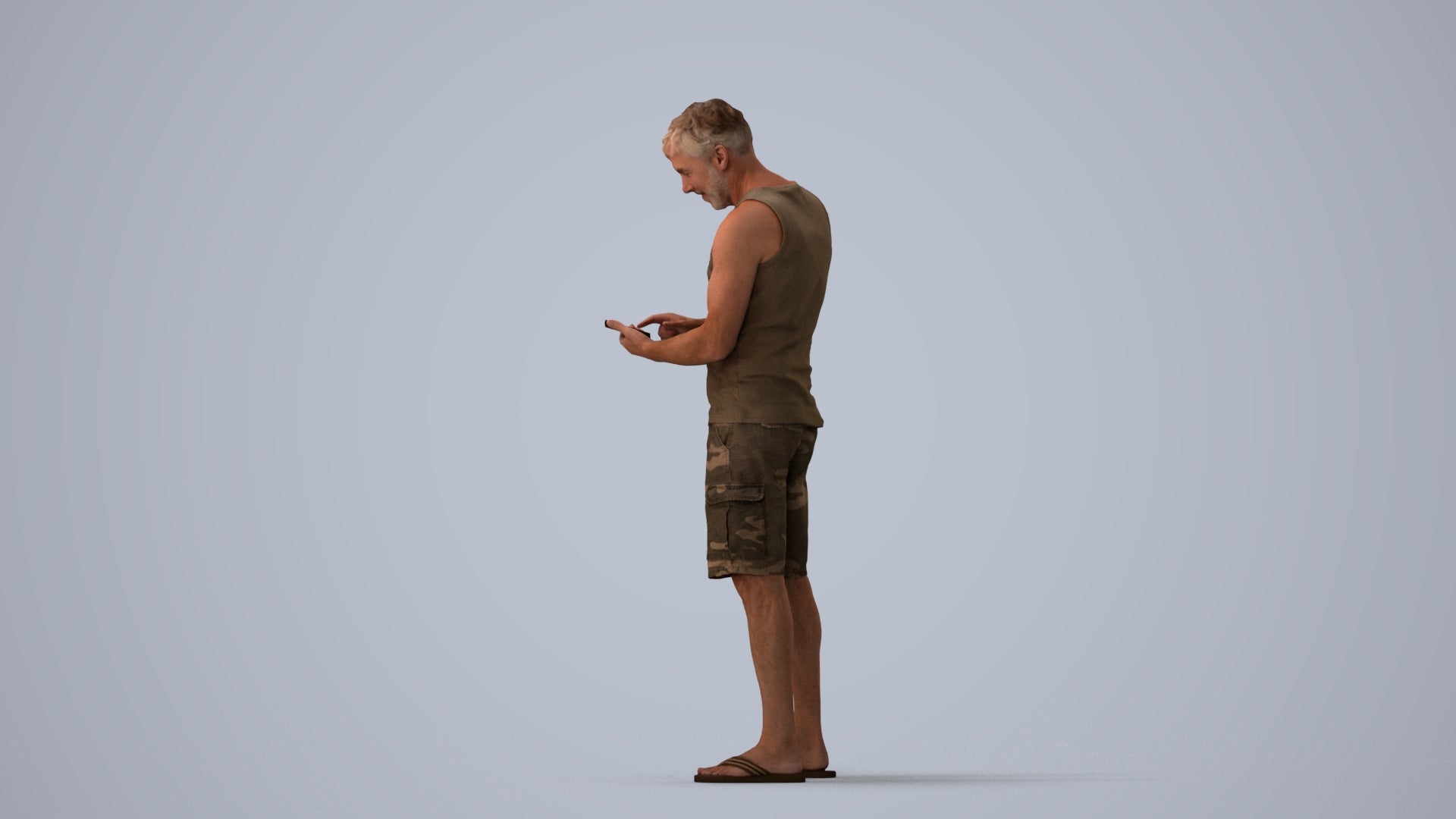 photogrammetry 3D man casual standing, realistic human model archviz FBX, three-quarter view render
