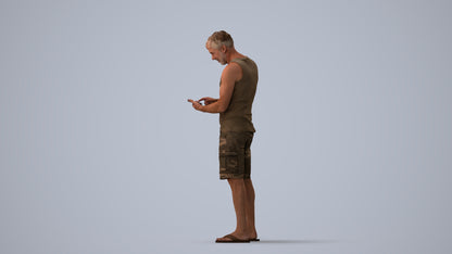 photogrammetry 3D man casual standing, realistic human model archviz FBX, three-quarter view render