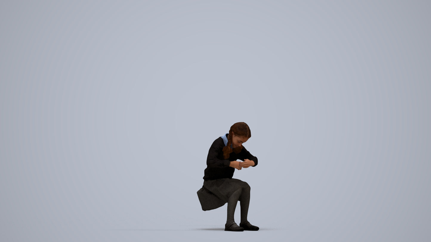 realistic 3D woman kids, scanned archviz people for Blender and 3ds Max, standing pose render