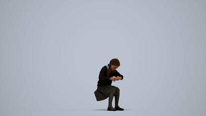 realistic 3D woman kids, scanned archviz people for Blender and 3ds Max, standing pose render