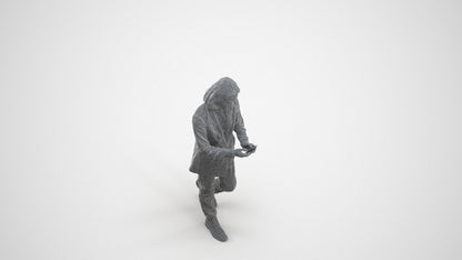 photogrammetry 3D woman business standing, realistic human model archviz FBX, wireframe three-quarter view