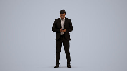 realistic 3D man business, scanned archviz people for Blender and 3ds Max, standing pose render