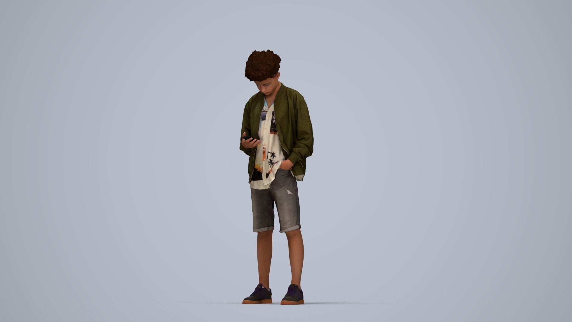 scanned 3D boy casual mix, photogrammetry people for Enscape and V-Ray, top-down view render