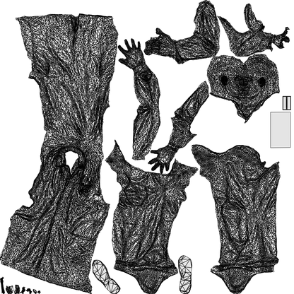 photogrammetry 3D man medical, realistic human model archviz FBX, wireframe top-down view