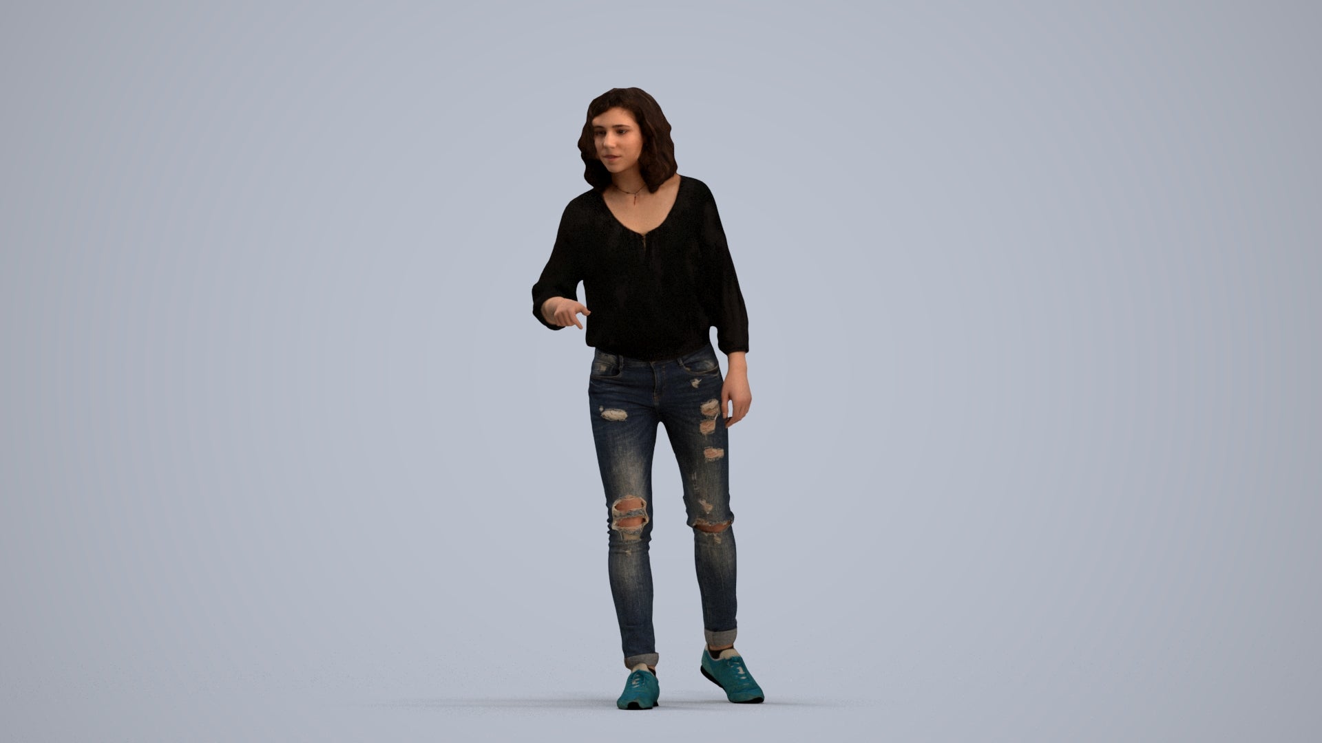 realistic 3D human woman casual mix, archviz people FBX OBJ for Blender, standing pose render