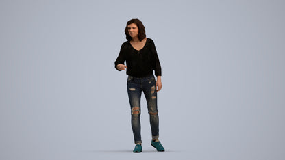 realistic 3D human woman casual mix, archviz people FBX OBJ for Blender, standing pose render