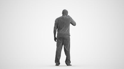 3D people model man bathroom, scanned human for 3ds Max rendering, wireframe front view