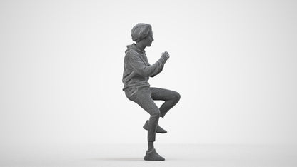 realistic 3D people man casual sitting, render-ready for V-Ray and Corona, FBX OBJ, wireframe side view