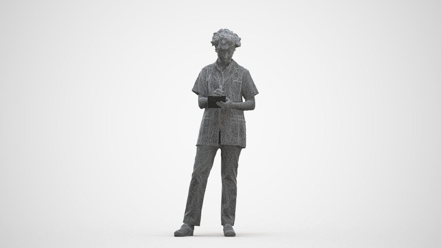 3D scanned woman medical, photorealistic archviz people for Enscape and SketchUp, three-quarter front view render