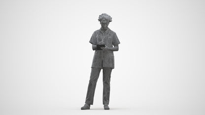 3D scanned woman medical, photorealistic archviz people for Enscape and SketchUp, three-quarter front view render
