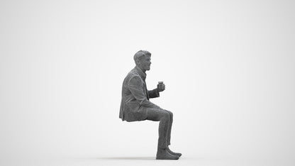 photogrammetry 3D man business, realistic human model archviz FBX, wireframe side view