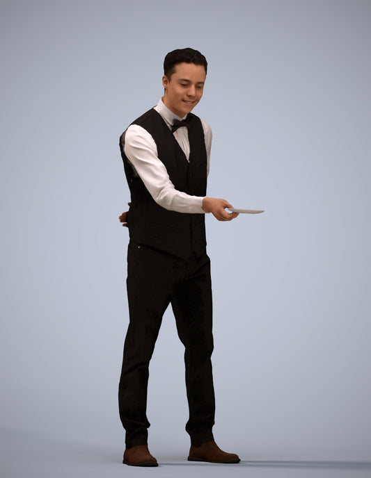 3D people model man hospitality, scanned human for 3ds Max rendering