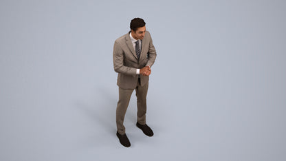 realistic 3D human man business, archviz people FBX OBJ for Blender, back view render