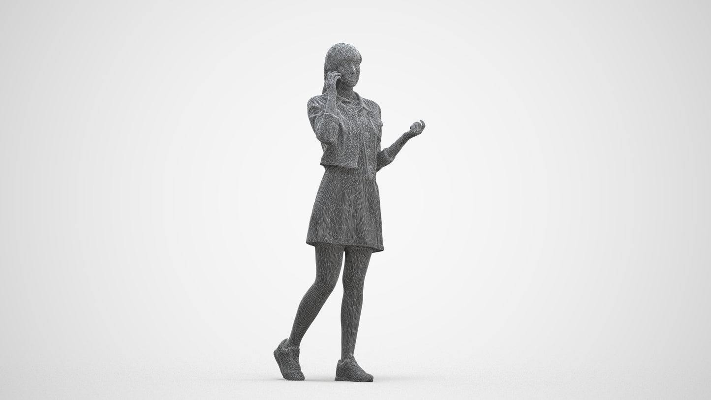 realistic 3D people woman casual walking, render-ready for V-Ray and Corona, FBX OBJ, three-quarter front view render