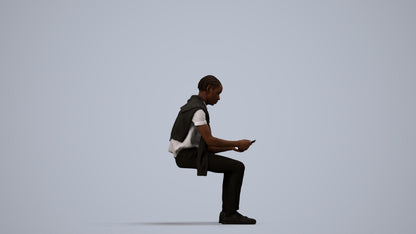 3D people model boy kids, scanned human for 3ds Max rendering, side view render