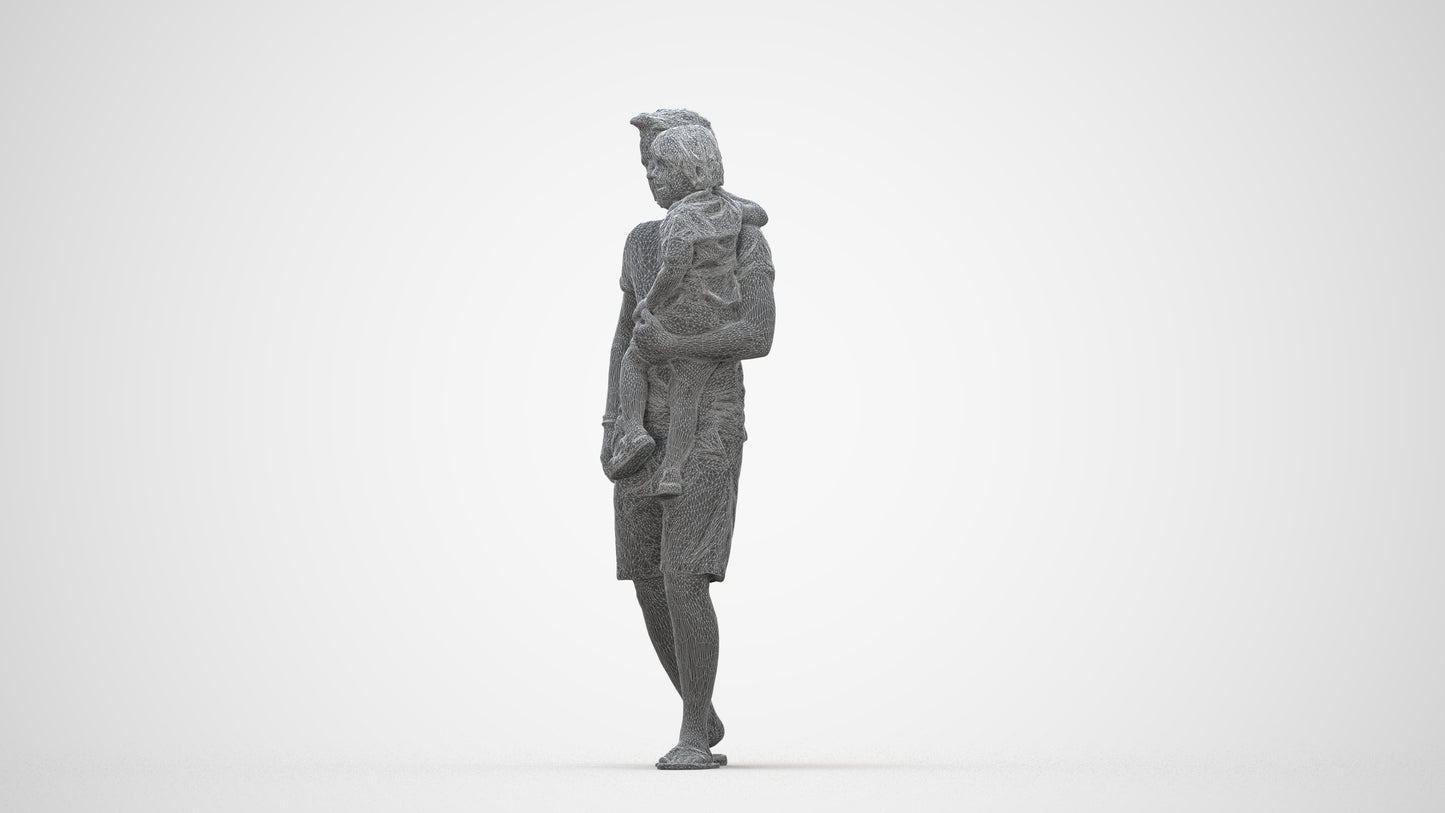 realistic 3D human boy casual kids, archviz people FBX OBJ for Blender, wireframe back view