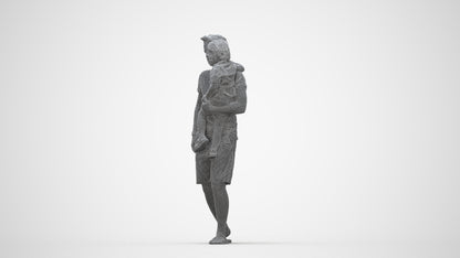 realistic 3D human boy casual kids, archviz people FBX OBJ for Blender, wireframe back view