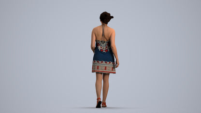 realistic 3D people woman walking, render-ready for V-Ray and Corona, FBX OBJ, front view render