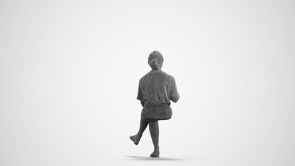 scanned 3D woman casual sitting, photogrammetry people for Enscape and V-Ray, wireframe front view