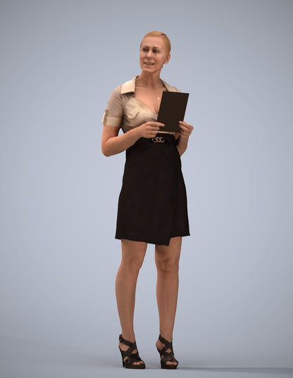 3D people model woman business standing, scanned human for 3ds Max rendering