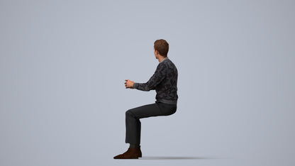 3D human model man casual business, photogrammetry scanned person for archviz, three-quarter view render