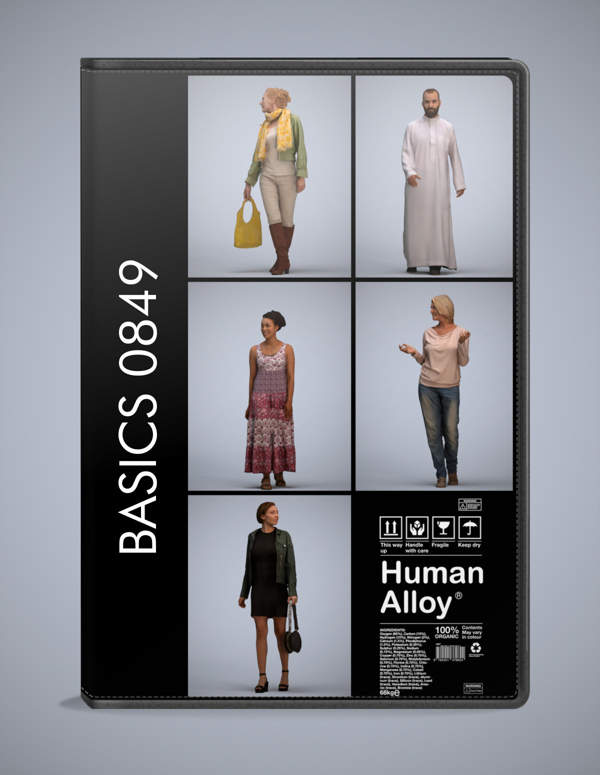 realistic 3D people walking set, 5 render-ready models for V-Ray and Corona