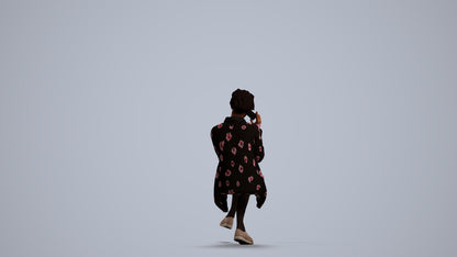 realistic 3D human woman casual sitting, archviz people FBX OBJ for Blender, front view render