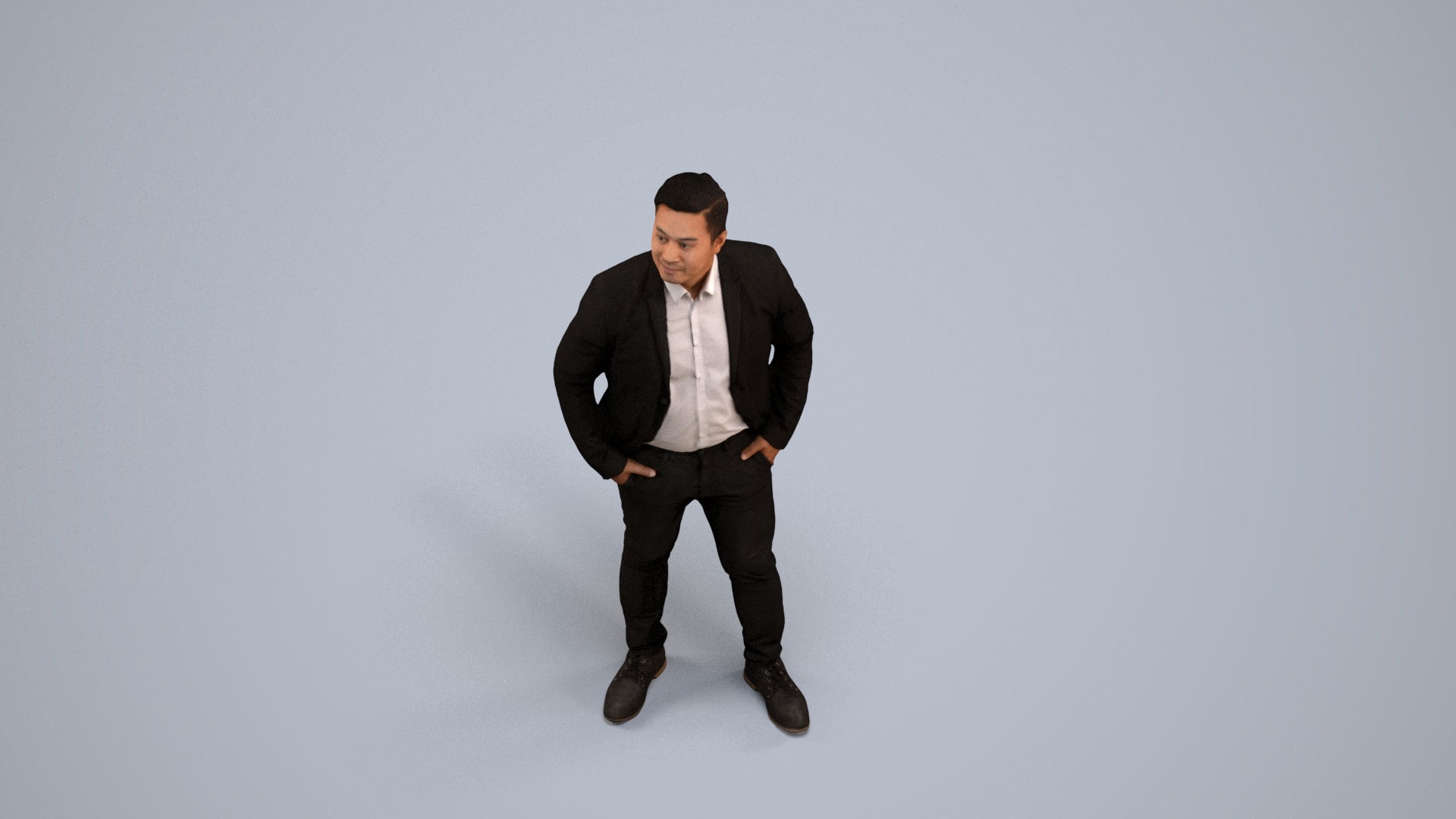 3D scanned man business, photorealistic archviz people for Enscape and SketchUp, back view render