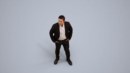 3D scanned man business, photorealistic archviz people for Enscape and SketchUp, back view render